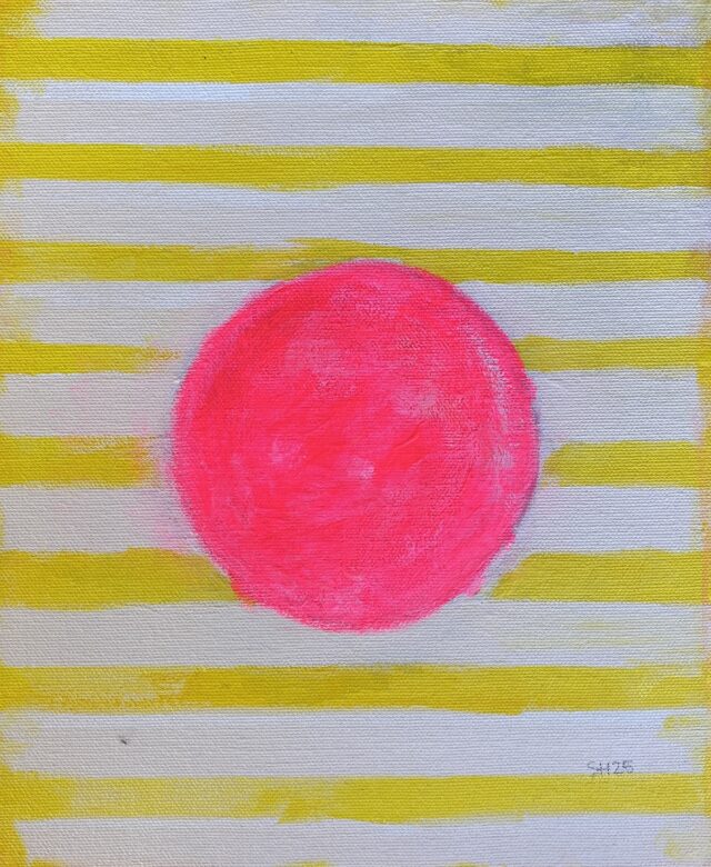 Yellow stripes, pink moon