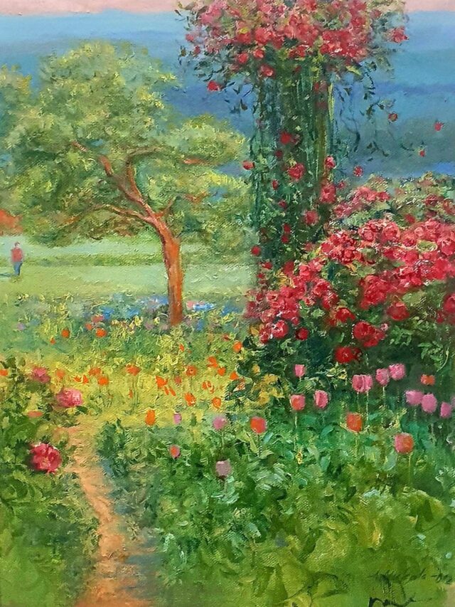Puutarhan katsoja ( Claude Monet-puutarha, Giverny, Ranska )